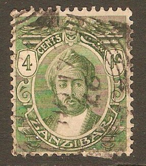 Zanzibar 1921 4c Green. SG279.